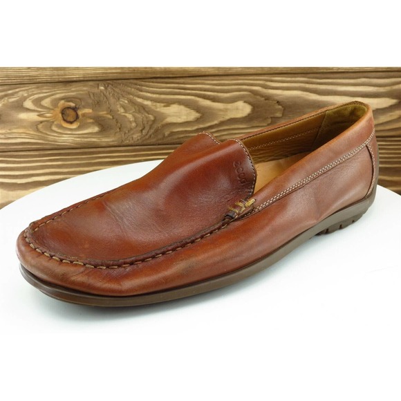ECCO Shoes Sz 44 M Round Toe Brown Loafer Leather Men‎ - Picture 1 of 8